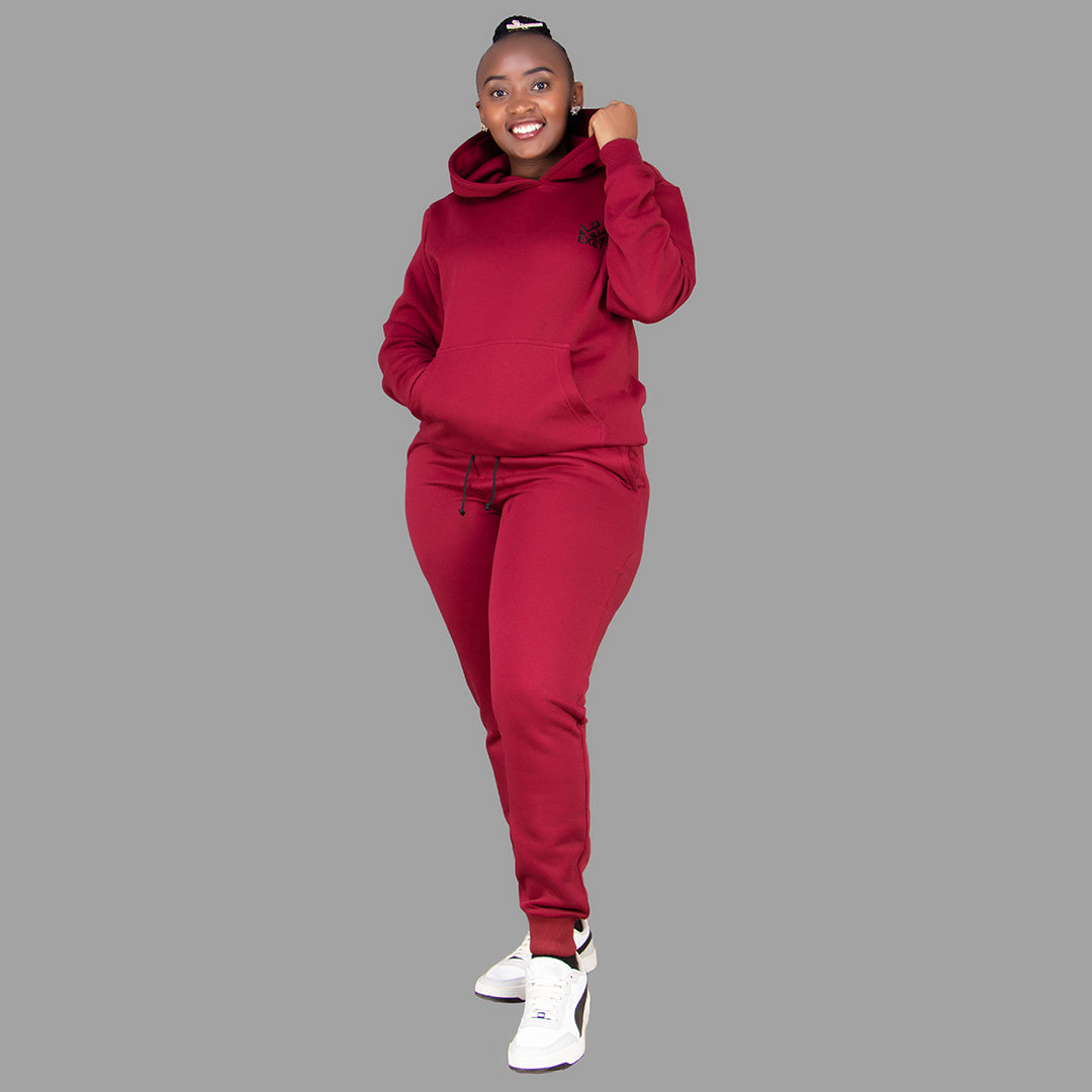 Women's Maroon Hoodie Set