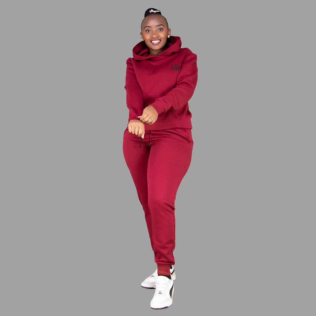 Women's Maroon Hoodie Set