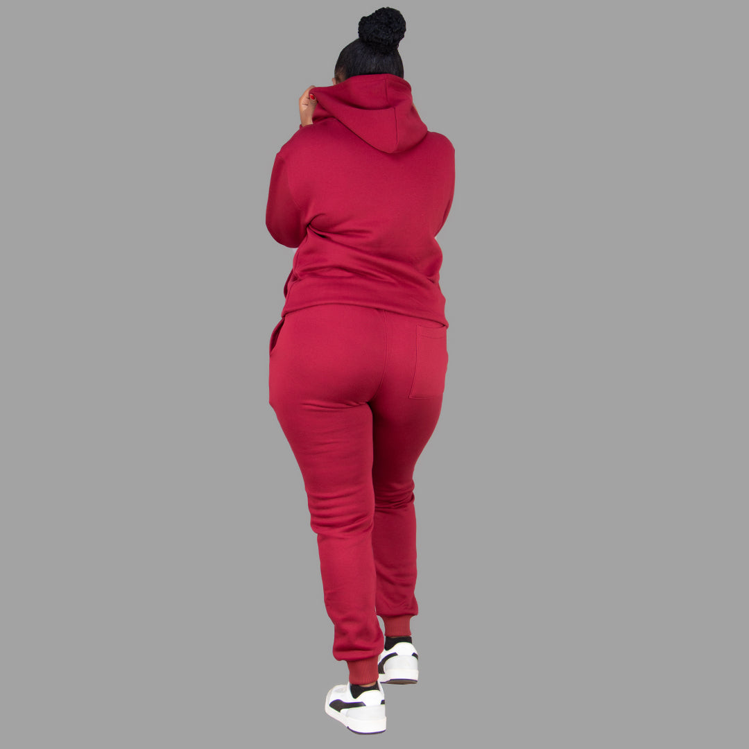 Women's Maroon Hoodie Set