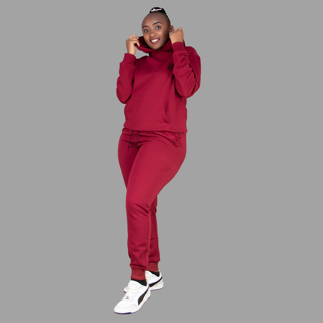 Women's Maroon Hoodie Set