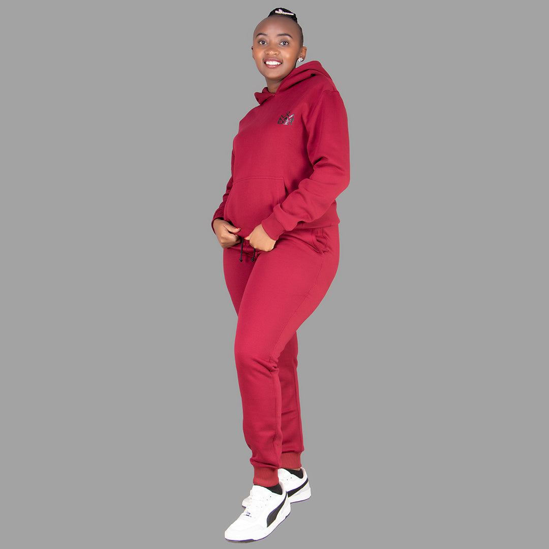 Women's Maroon Hoodie Set