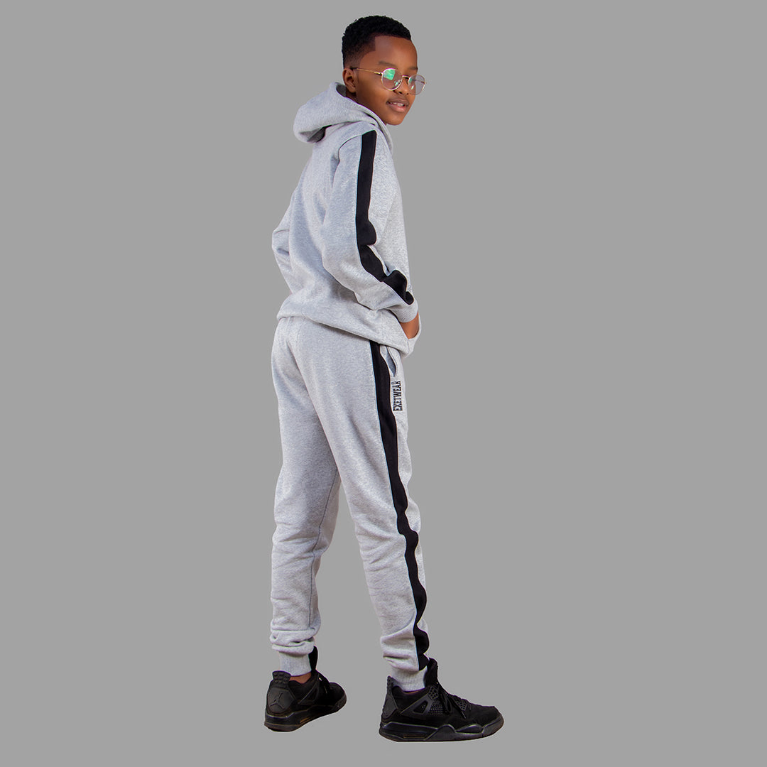 Exetwear Kids' Light Grey Zipper Hoodie Set