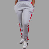 Exetwear Women's Sweatpants in Light Grey with Red Stripe