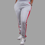 Exetwear Women's Sweatpants in Light Grey with Red Stripe