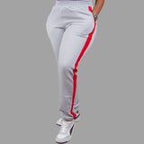 Women's Hoodie Set in Light Grey with Red Stripe
