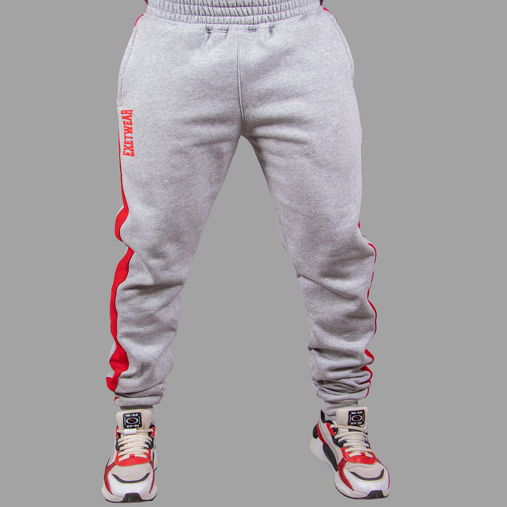 White sweatpants hot sale red stripe