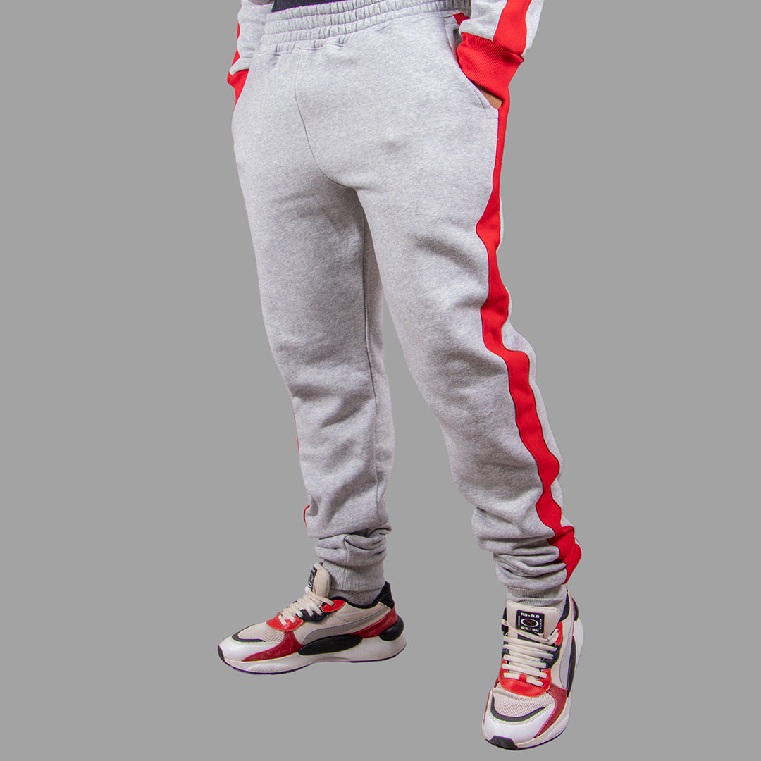 Exetwear Men's Sweatpants in Light Grey with Red Stripe