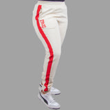 Exetwear Women's Sweatpants in Cream with Red Stripe