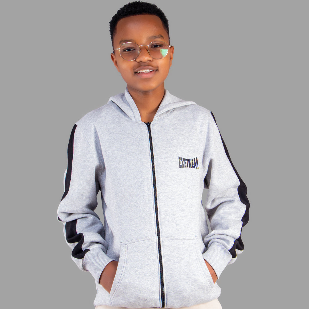 Exetwear Kids' Light Grey Zipper Hoodie