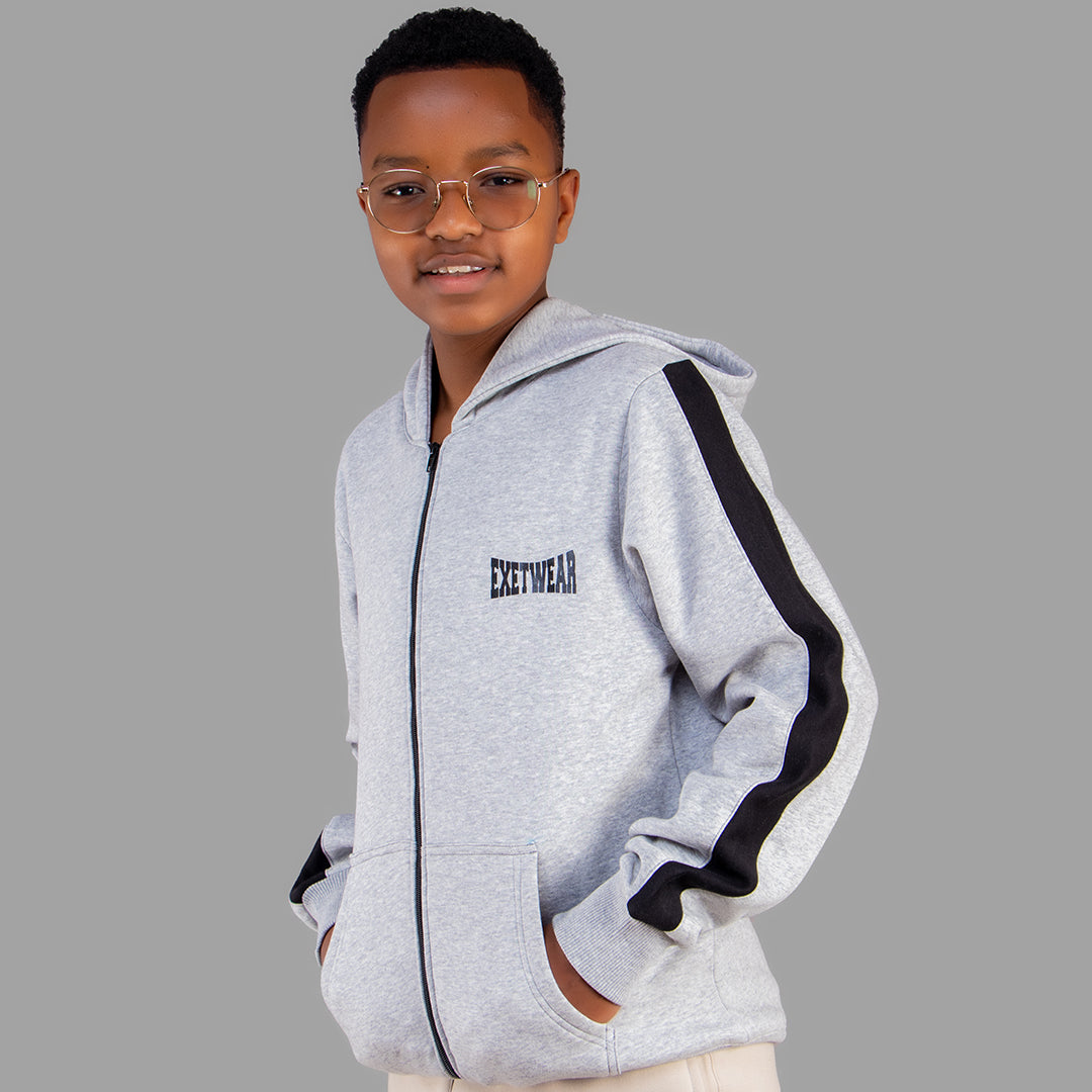 Exetwear Kids' Light Grey Zipper Hoodie