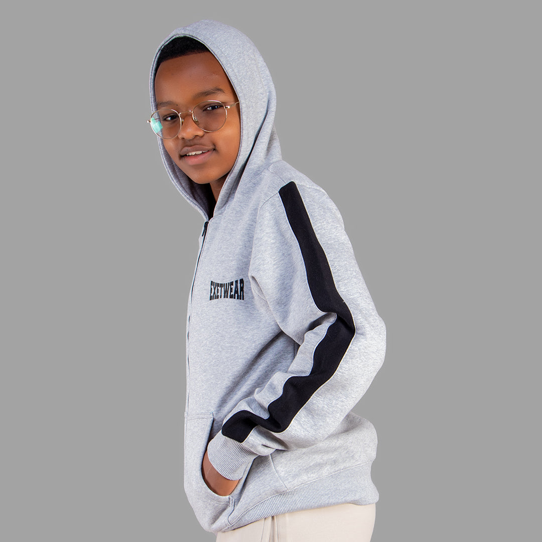 Exetwear Kids' Light Grey Zipper Hoodie