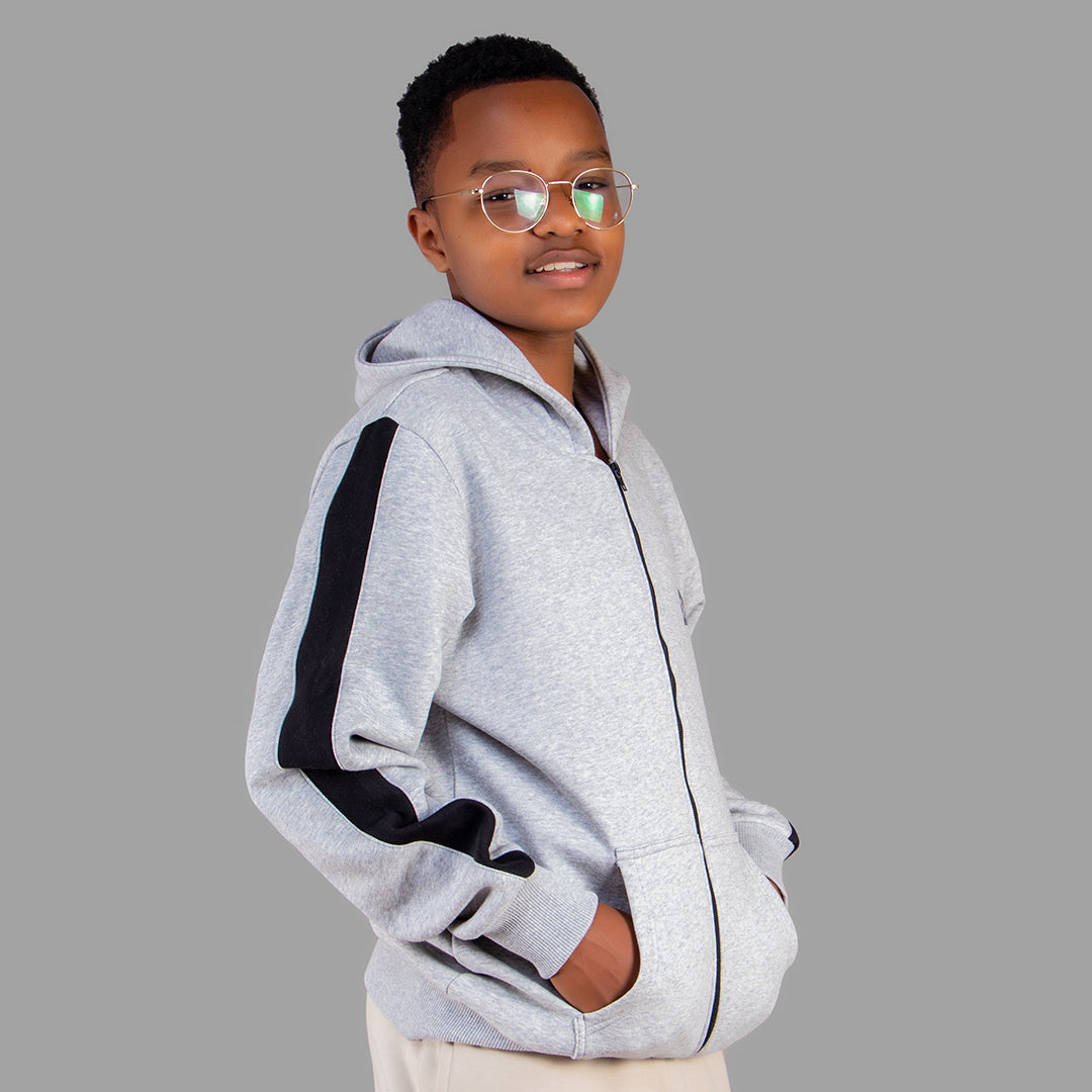 Exetwear Kids' Light Grey Zipper Hoodie