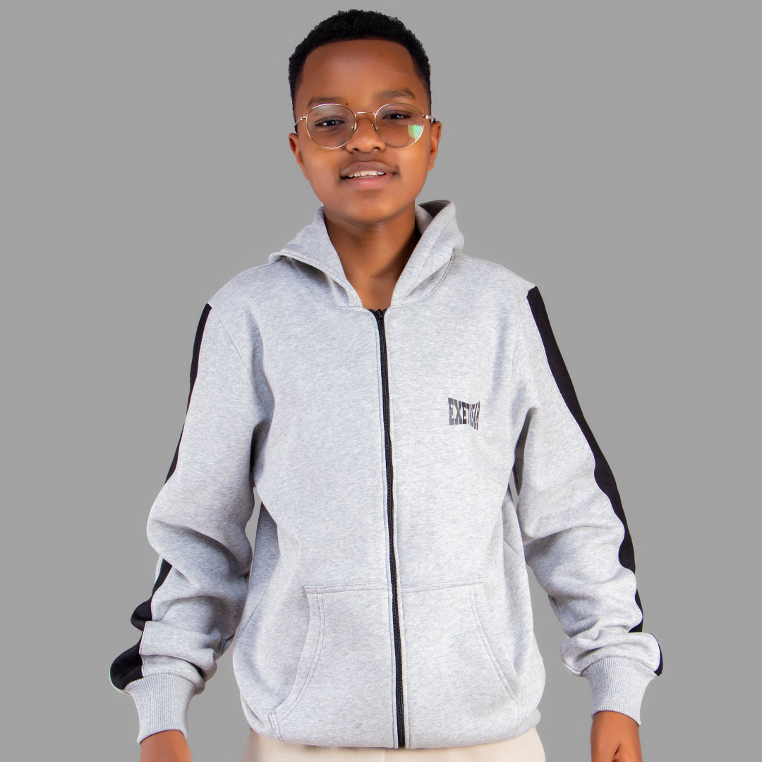 Exetwear Kids' Light Grey Zipper Hoodie