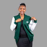 Women Zipper Jacket (Green/White Sleeve)