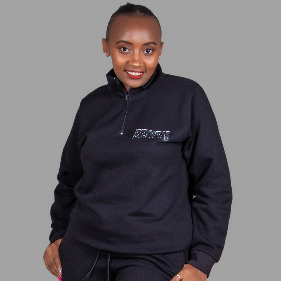 Exetwear Women's Zip-Up Sweatshirt in Black