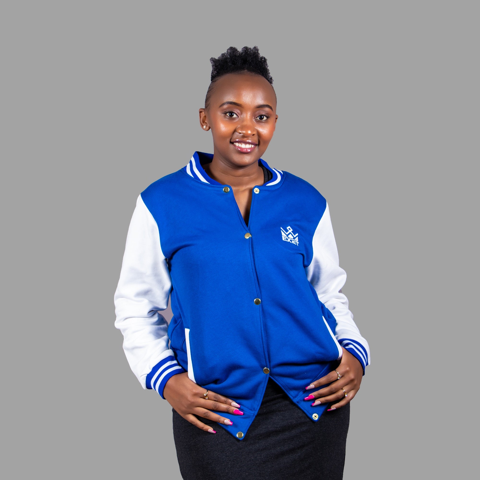 Women Zipper Jacket (Royal blue /White Sleeve)