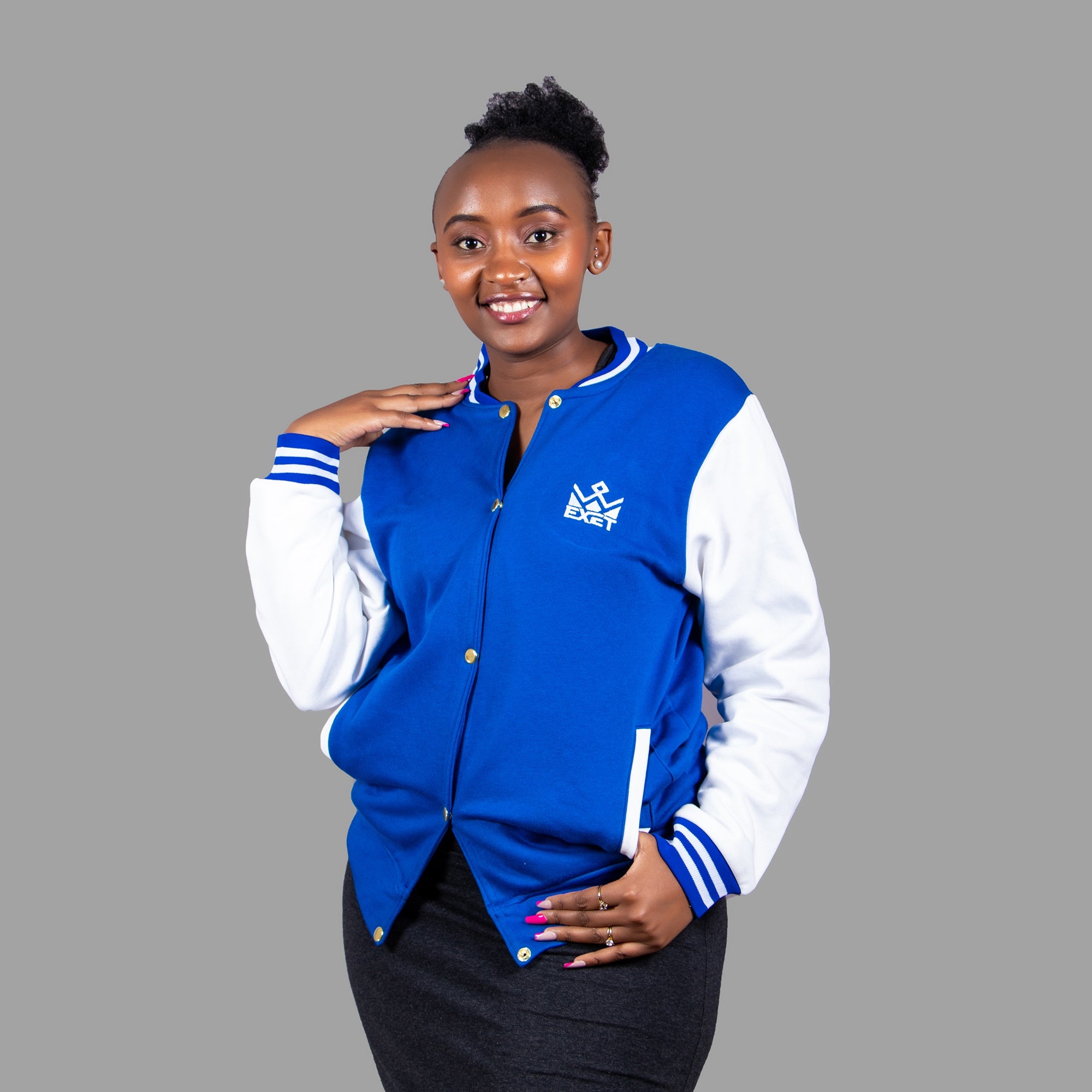 Women Zipper Jacket (Royal blue /White Sleeve)