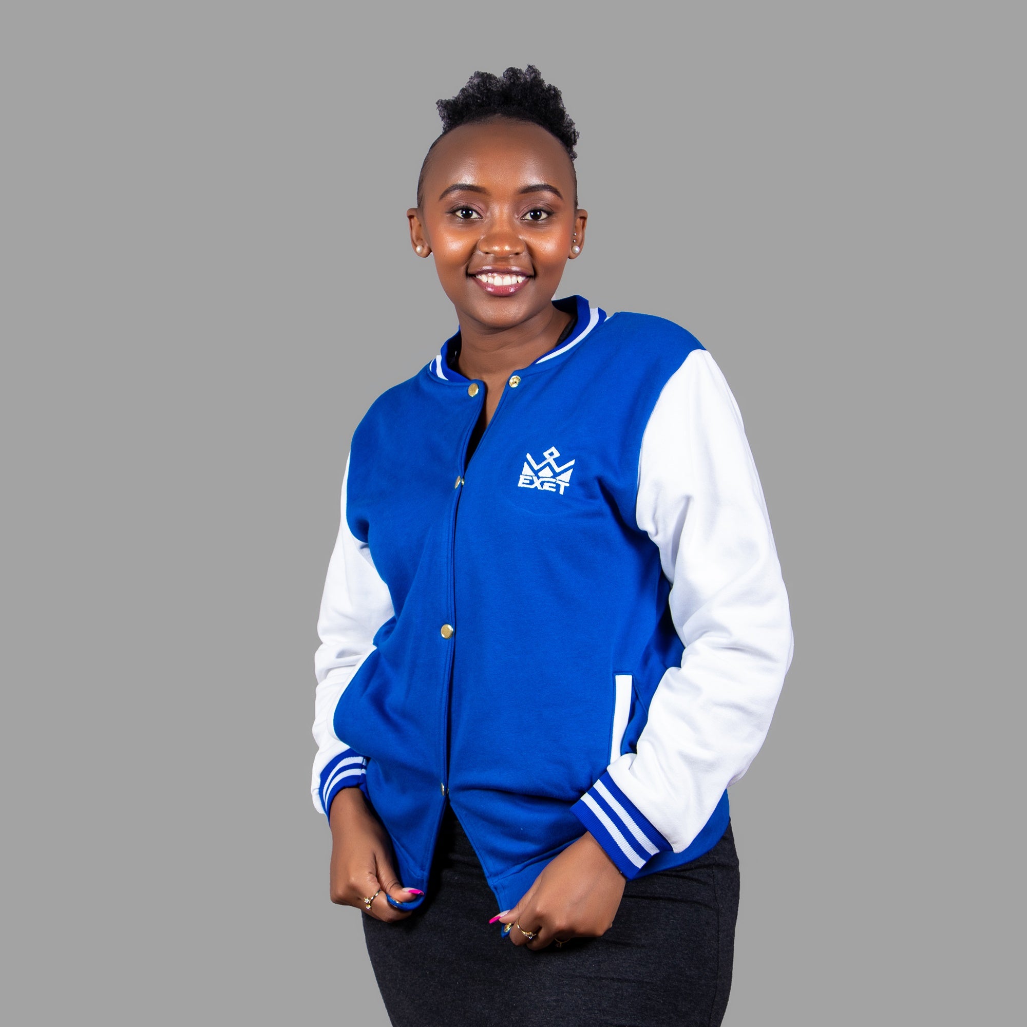 Women Zipper Jacket (Royal blue /White Sleeve)