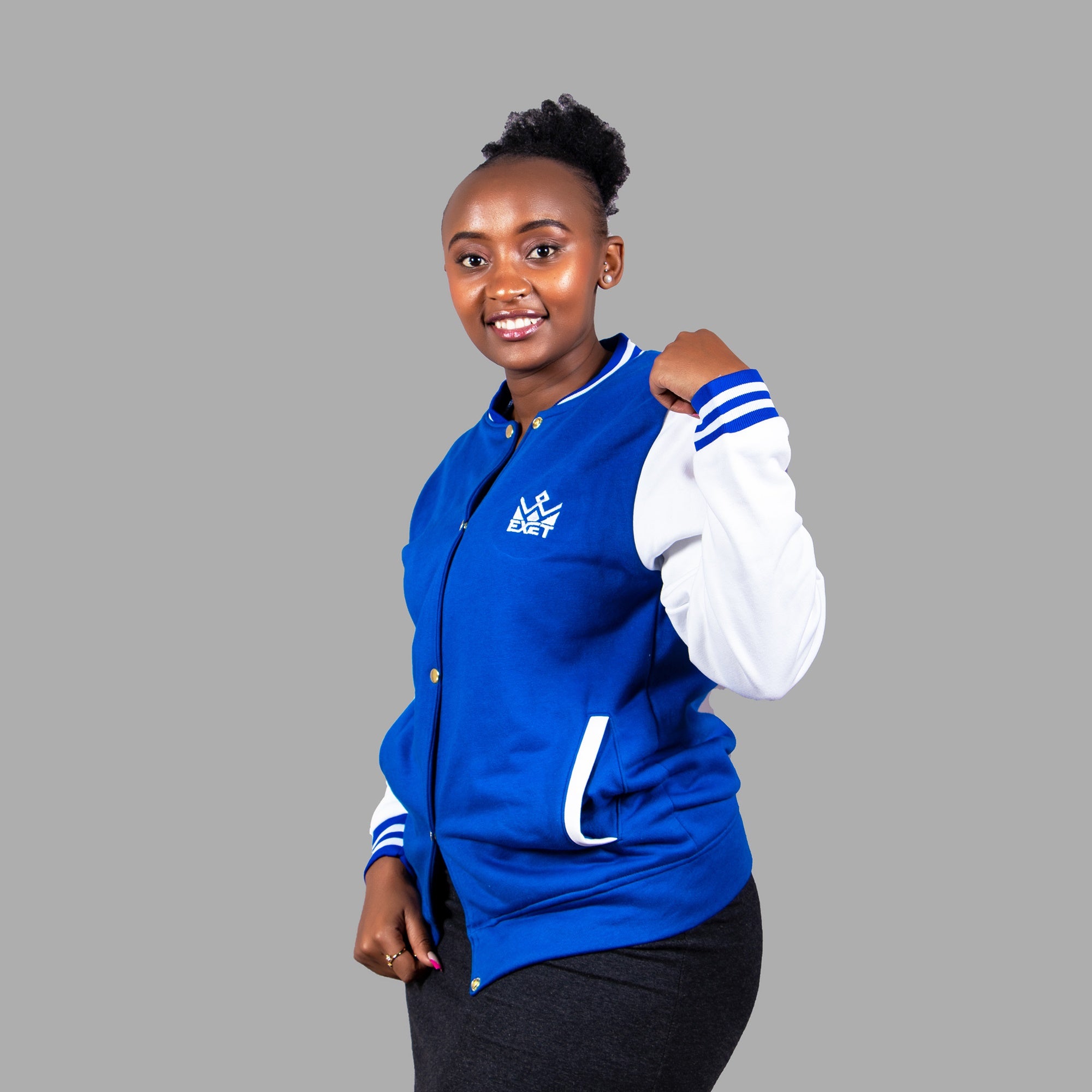 Women Zipper Jacket (Royal blue /White Sleeve)