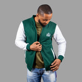 Men College Jacket (Dark Green/White Sleeves)