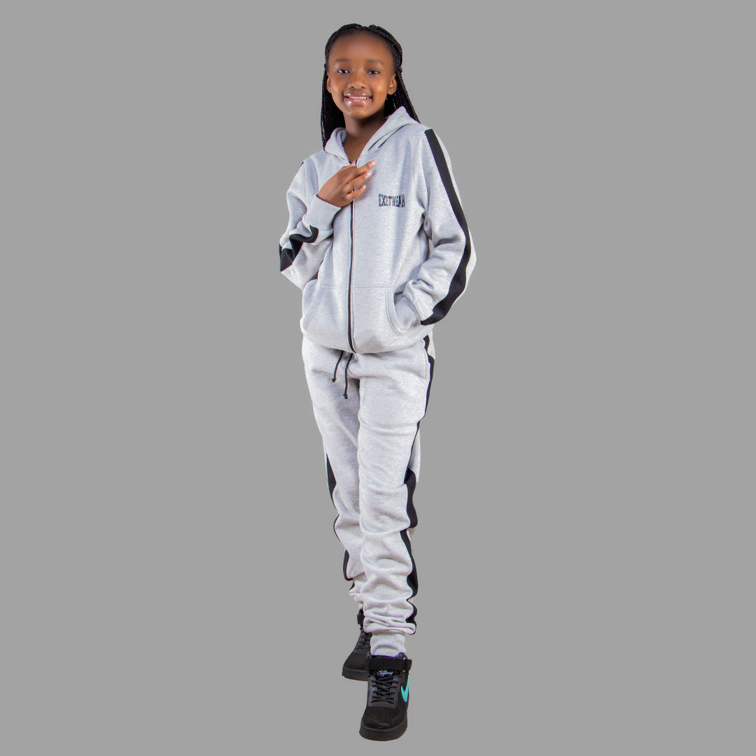 Kids' Light Grey Zipper Hoodie Set