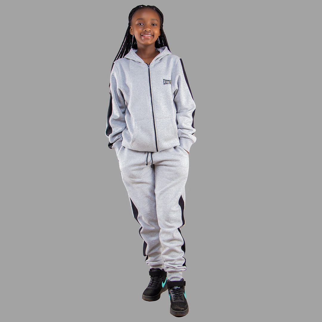 Kids' Light Grey Zipper Hoodie Set