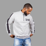 Men half zipper Sweatshirt (Light Grey/Black stripes)