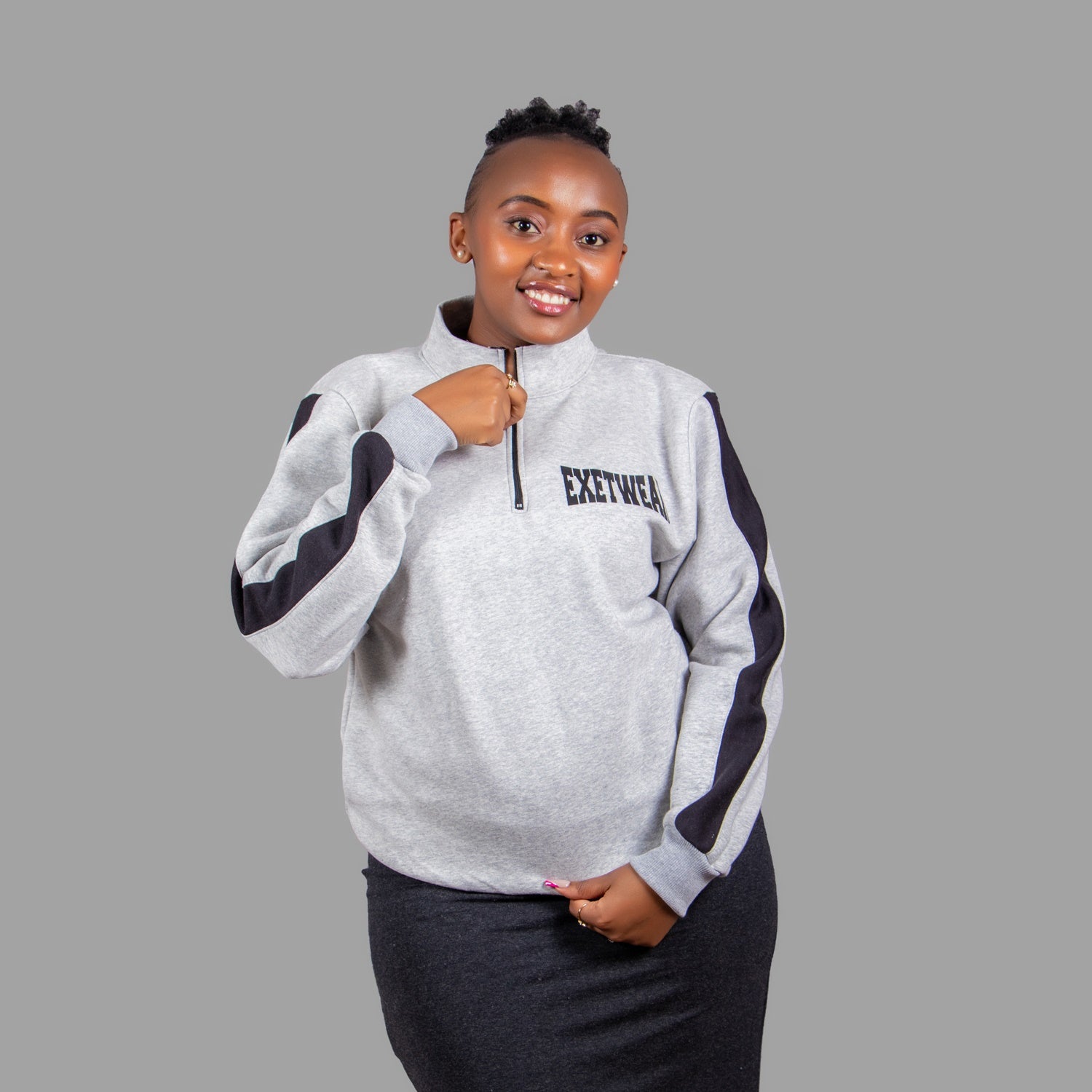 Women's Half-Zip Sweatshirt (Light Grey)