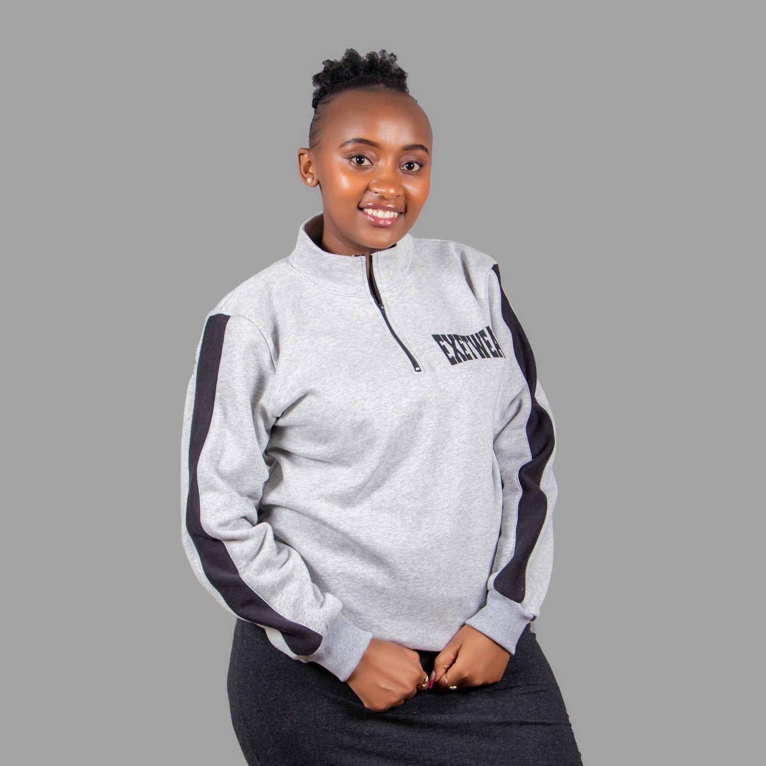 Women's Half-Zip Sweatshirt (Light Grey)