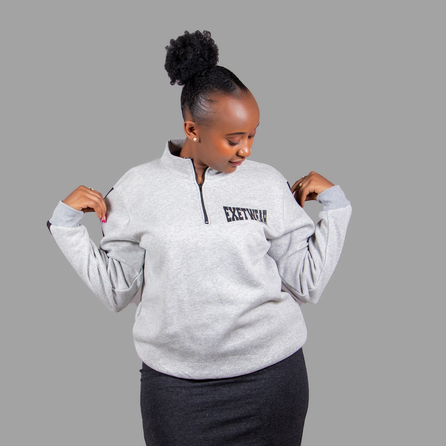 Women's Half-Zip Sweatshirt (Light Grey)