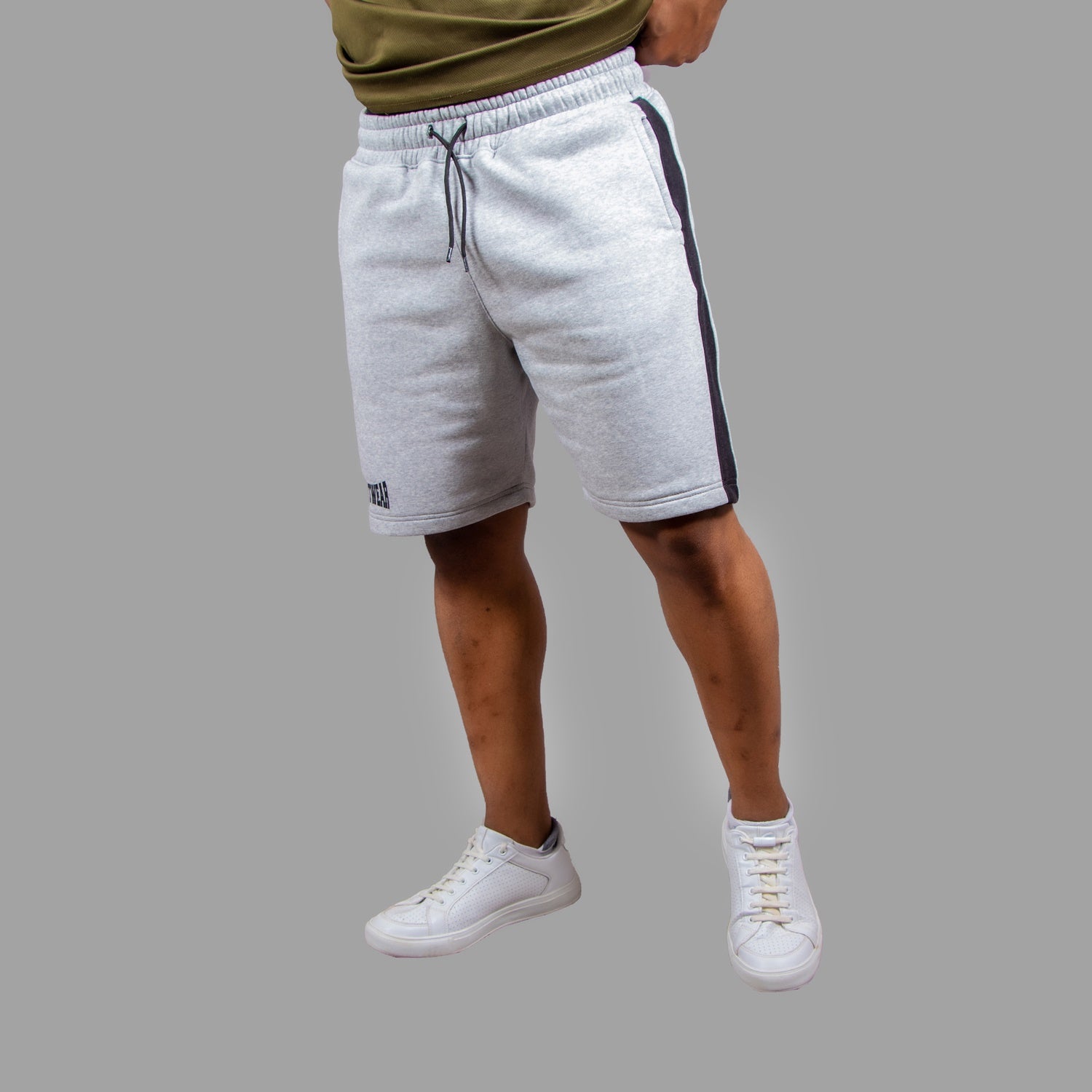 Light Grey Men Shorts (Black stripes)