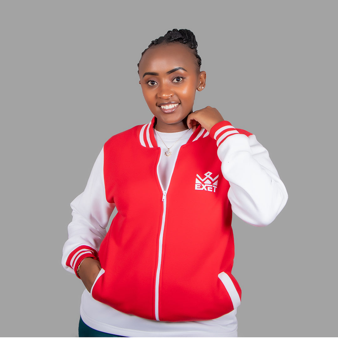 Women Zipper Jacket (Red/White Sleeve)