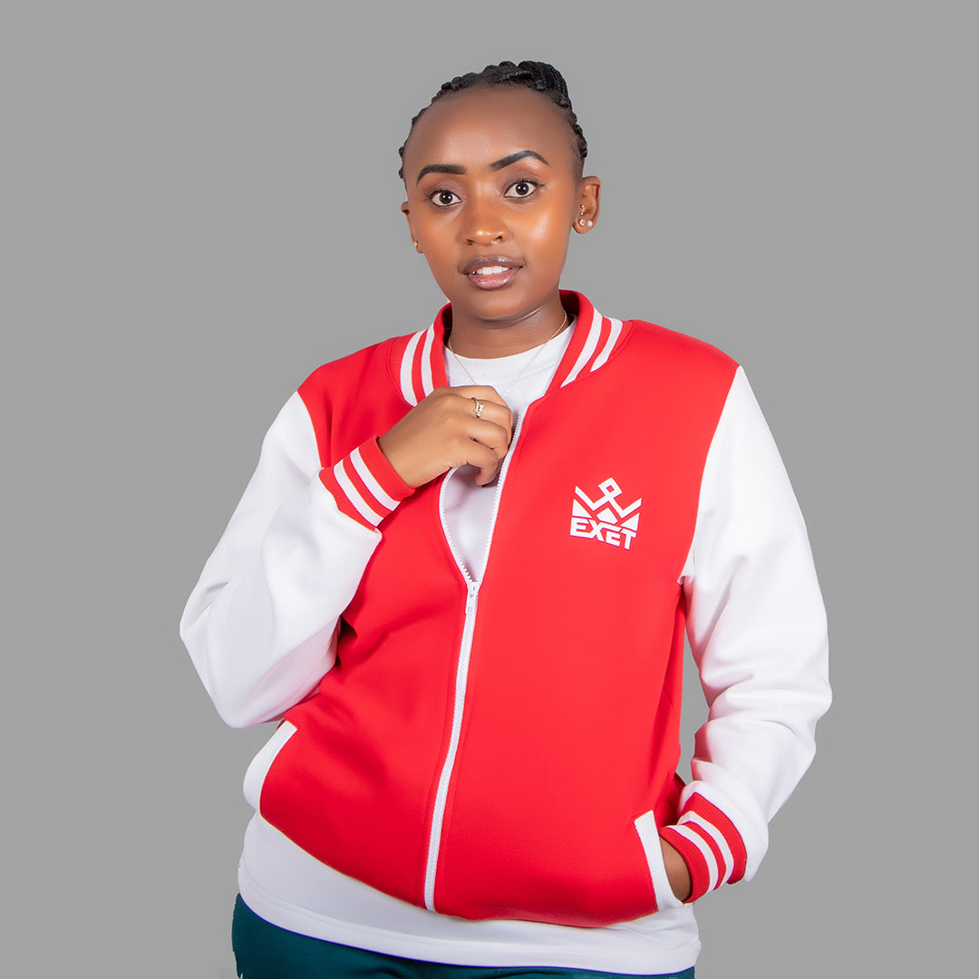 Women Zipper Jacket (Red/White Sleeve)