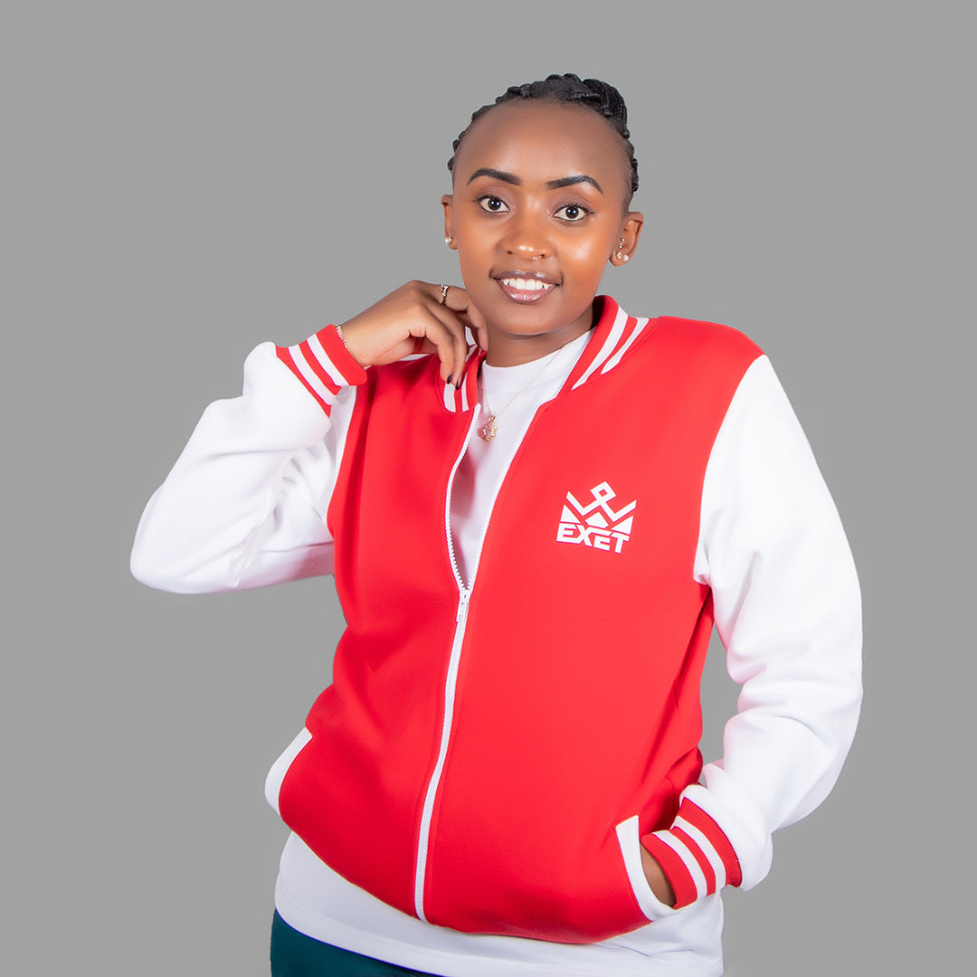 Women Zipper Jacket (Red/White Sleeve)