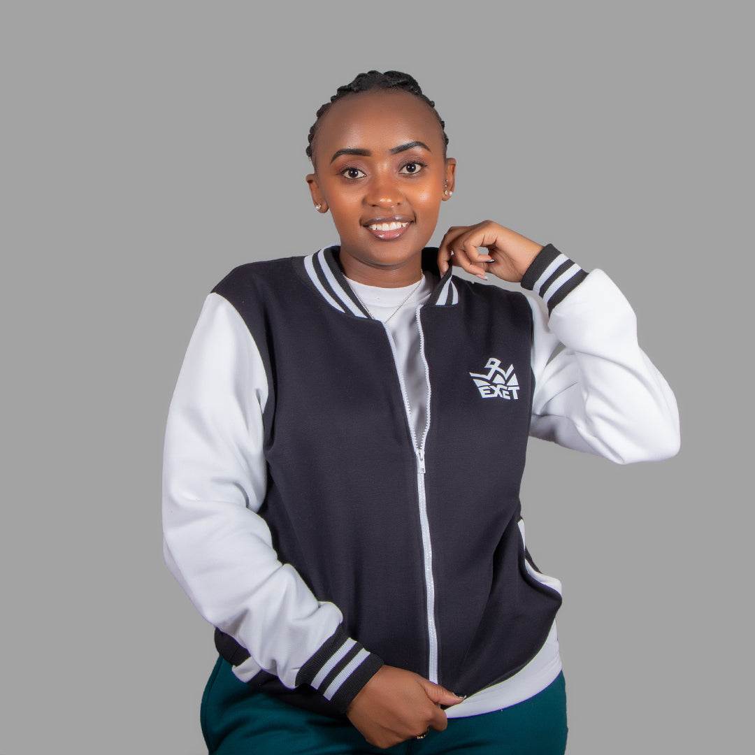 Women College Jacket (White/black)