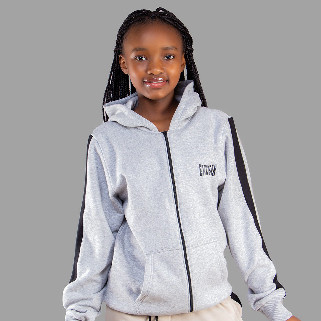 Exetwear Kids'/Teens' Light Grey Zipper Hoodie