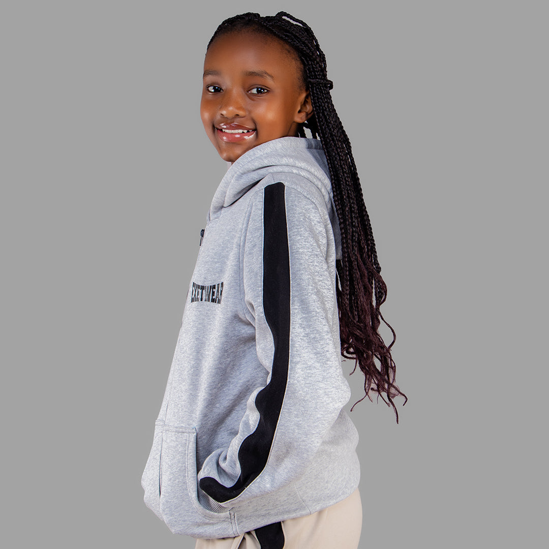 Exetwear Kids'/Teens' Light Grey Zipper Hoodie