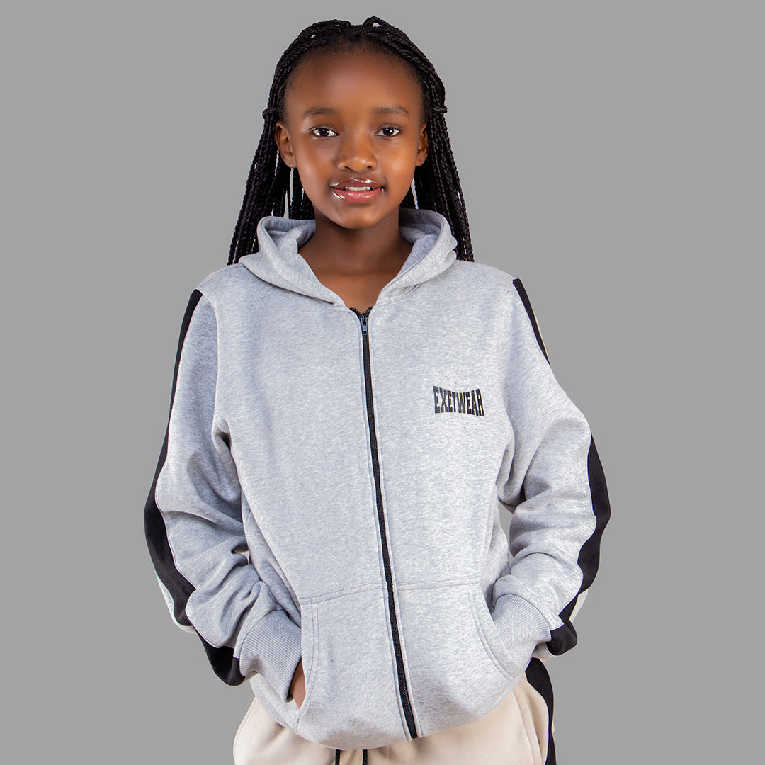 Exetwear Kids'/Teens' Light Grey Zipper Hoodie