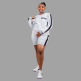 Women's Striped Sweatshirt Short Set - Light Grey