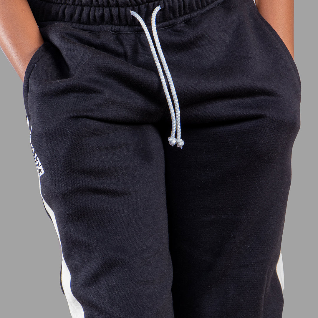 Exetwear Kids'/Teens' Black Sweatpants with White Stripes