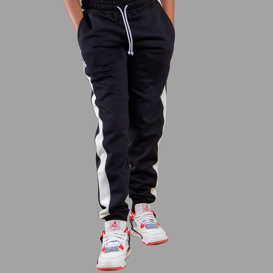 Exetwear Kids'/Teens' Black Sweatpants with White Stripes