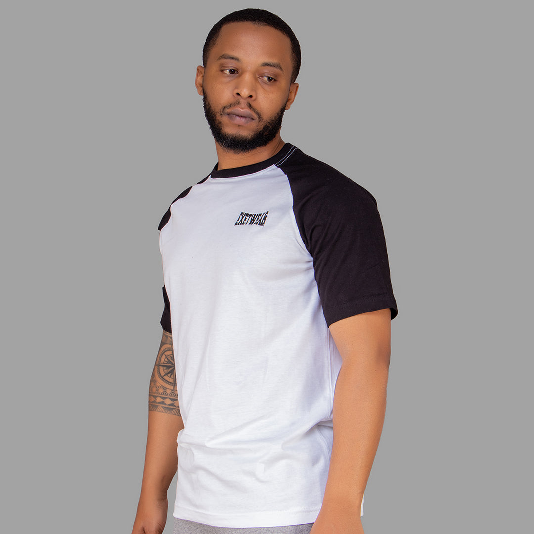 Men T-shirt (White with Black Raglan Sleeves)