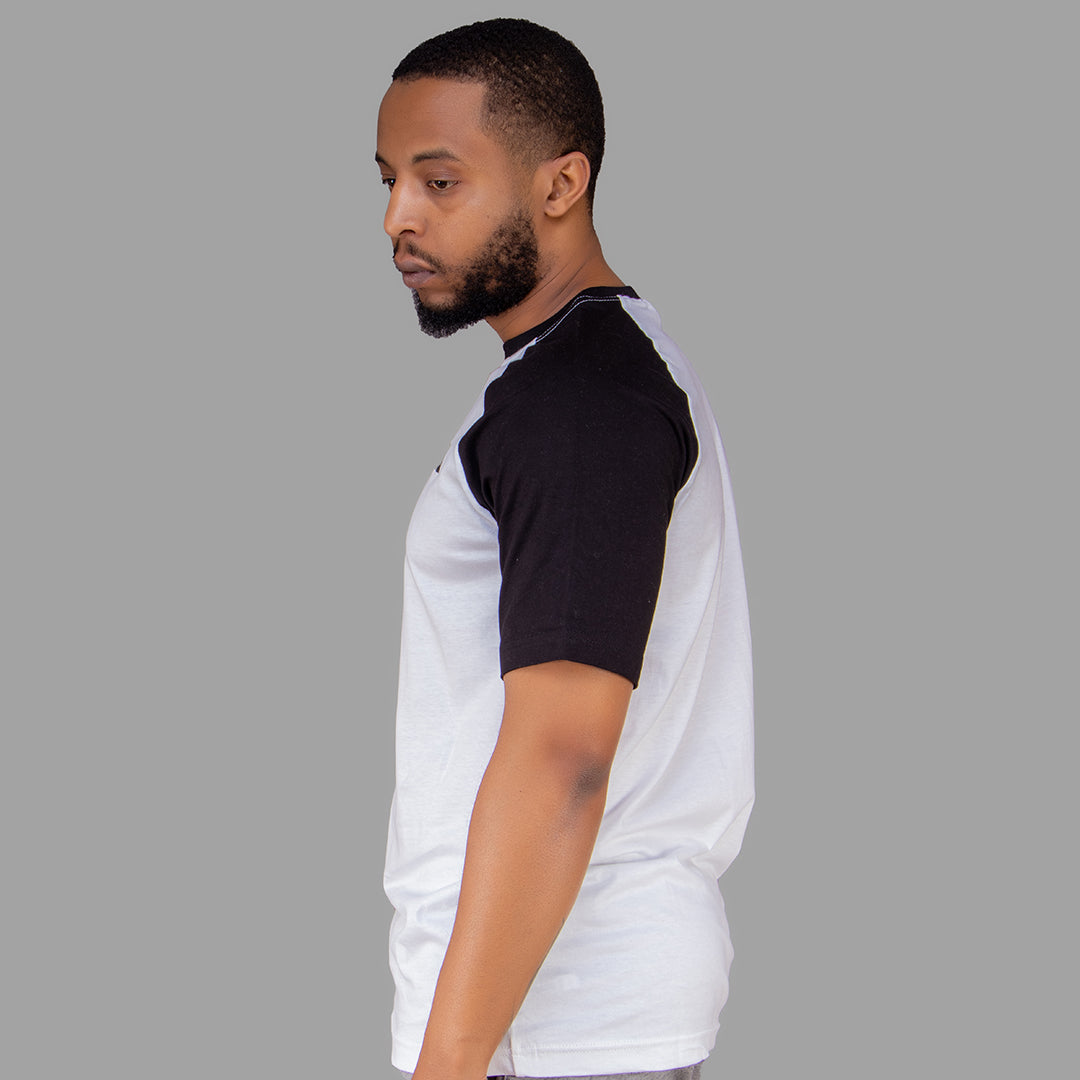 Men T-shirt (White with Black Raglan Sleeves)