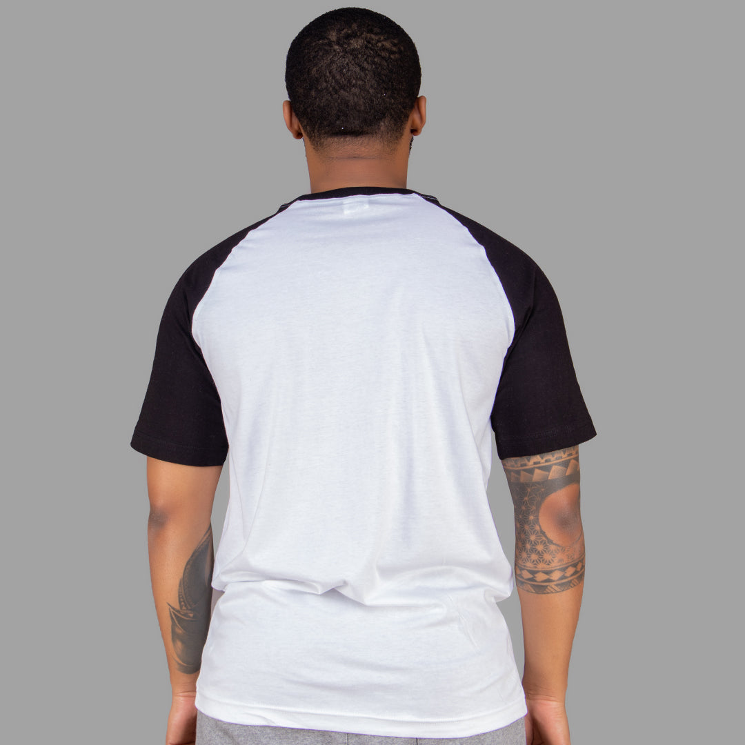 Men T-shirt (White with Black Raglan Sleeves)