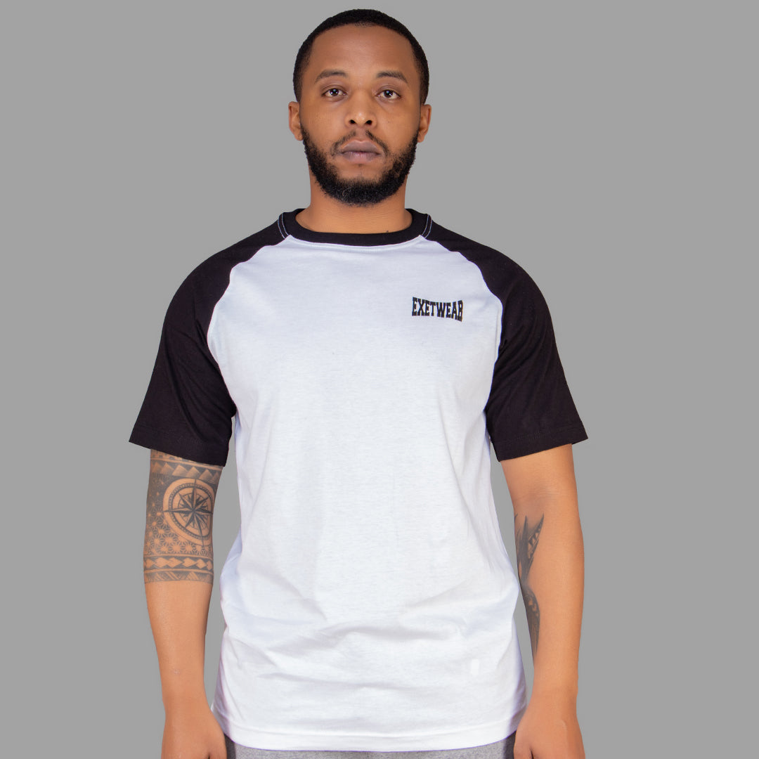 Men T-shirt (White with Black Raglan Sleeves)