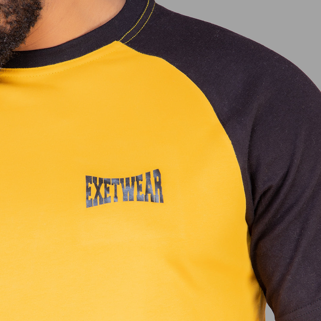 Men Tshirt (Mustard Yellow with Black Raglan Sleeves)