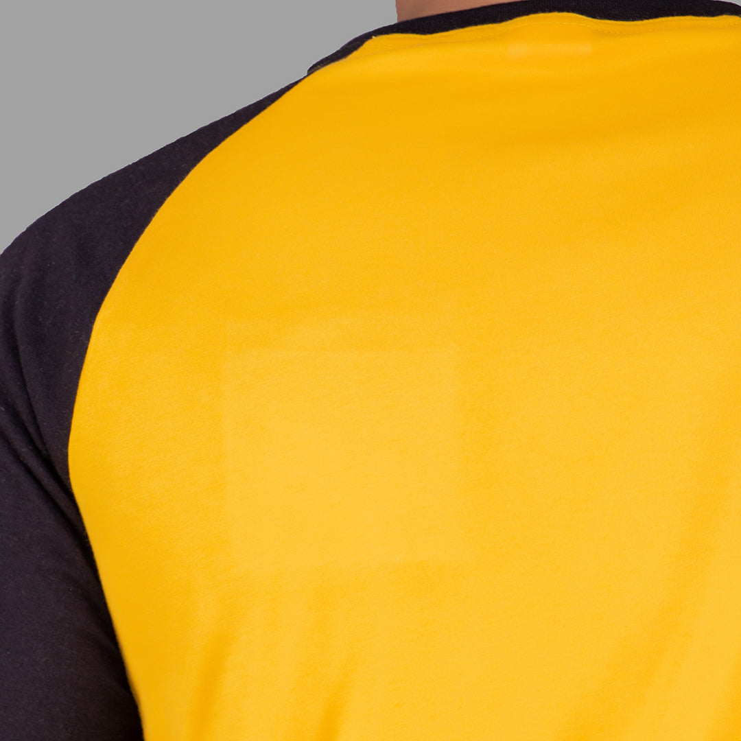 Men Tshirt (Mustard Yellow with Black Raglan Sleeves)