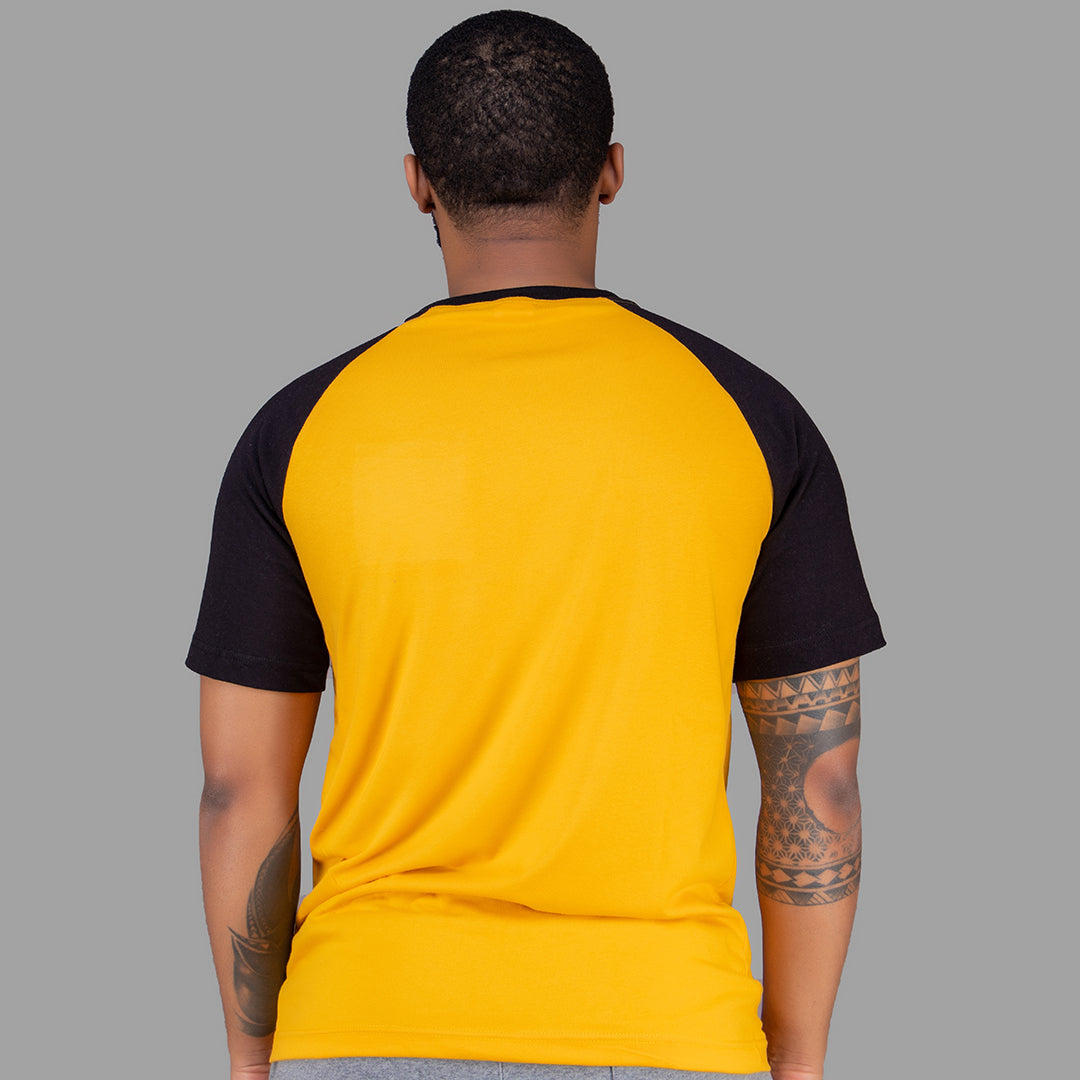 Men Tshirt (Mustard Yellow with Black Raglan Sleeves)