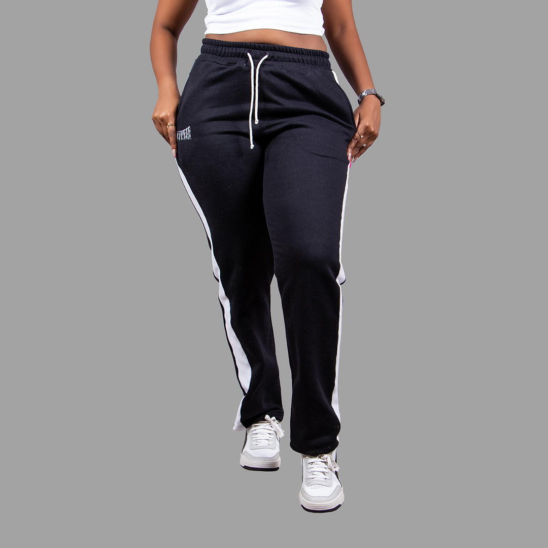 Black Women Sweatpants (White Stripes)