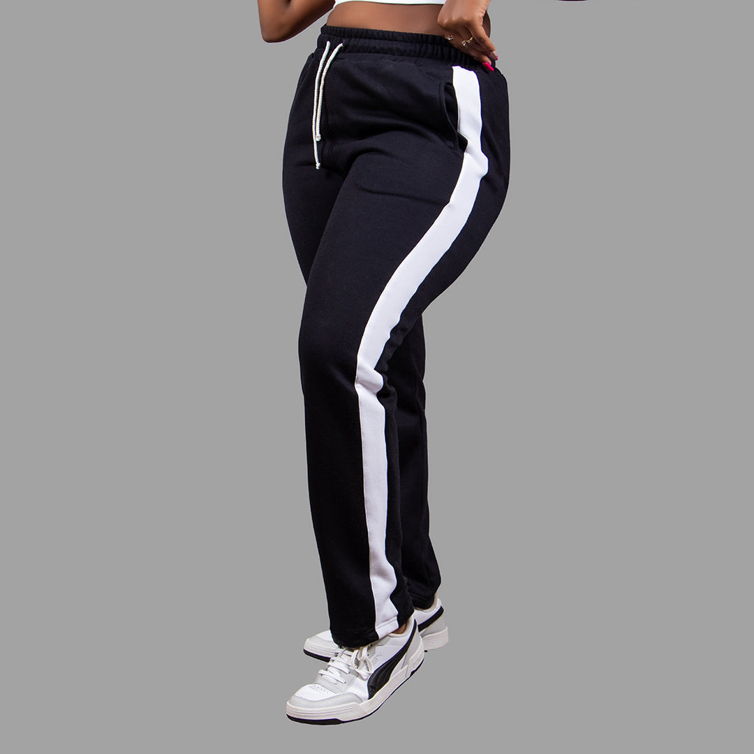 Black Women Sweatpants White Stripes